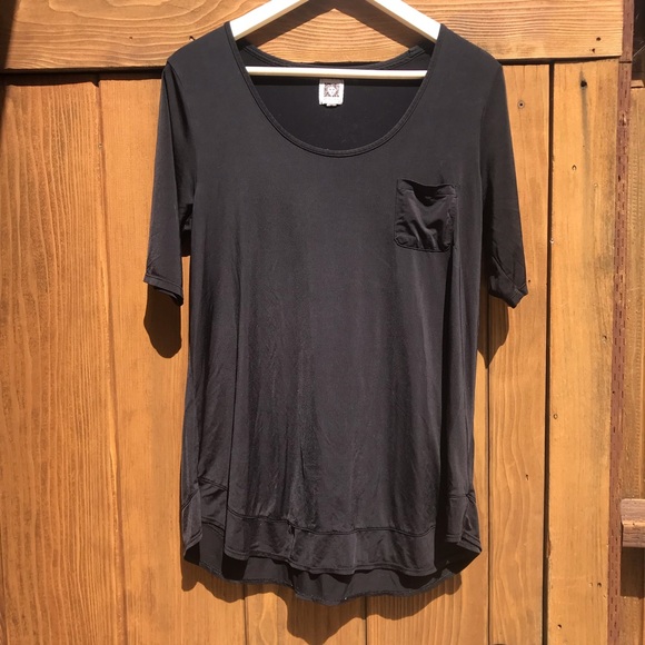 Black Flowy Scoop Neck Tee Anne Klein - Picture 2 of 6